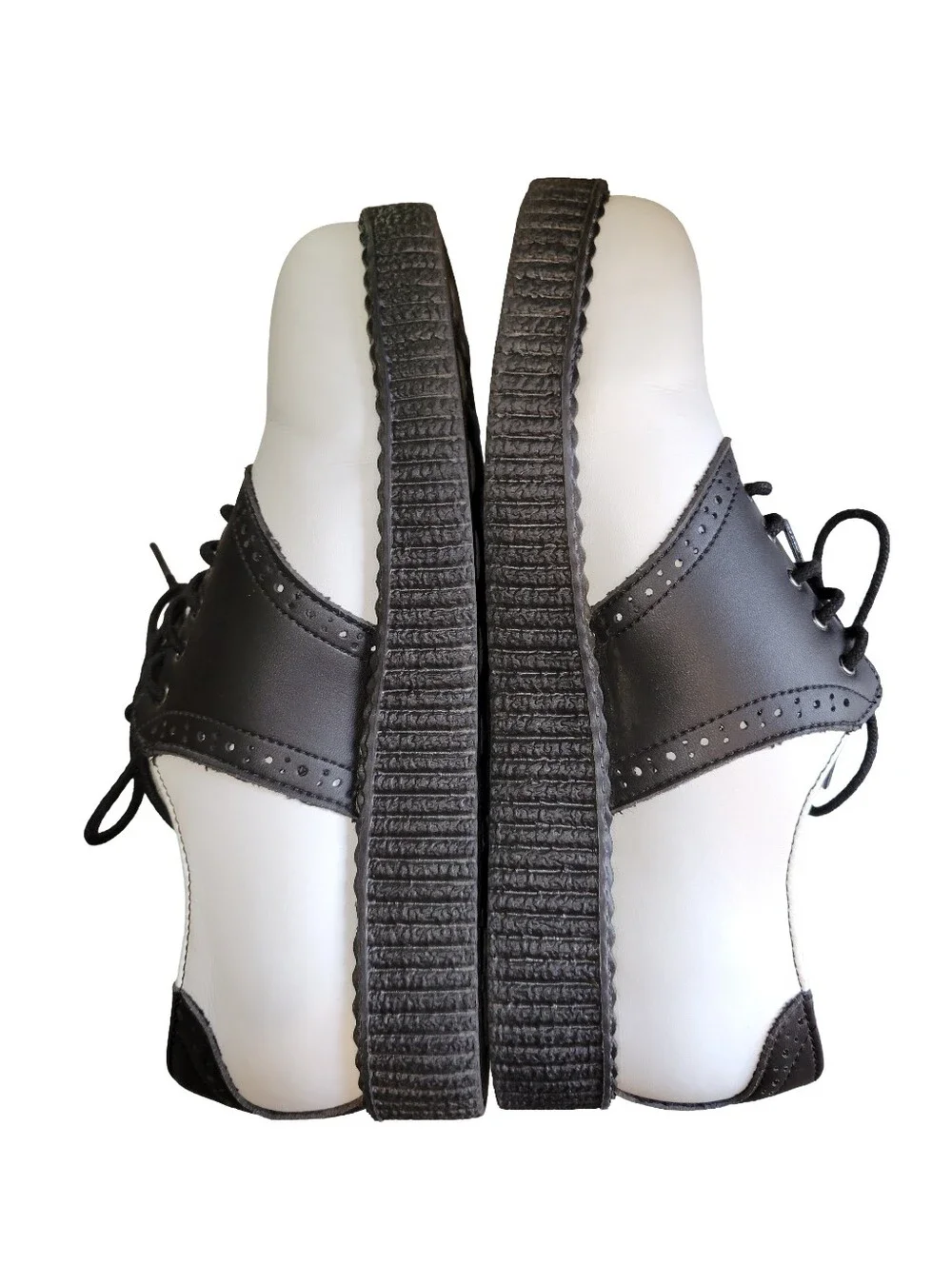 TUK Black/White Retro Saddle Oxford Low Platform Creeper Shoes Sz W8 M6 Like New